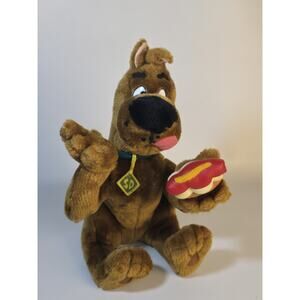 11" Scooby Doo Plush Holding Hot Dog 1998 Cartoon Network